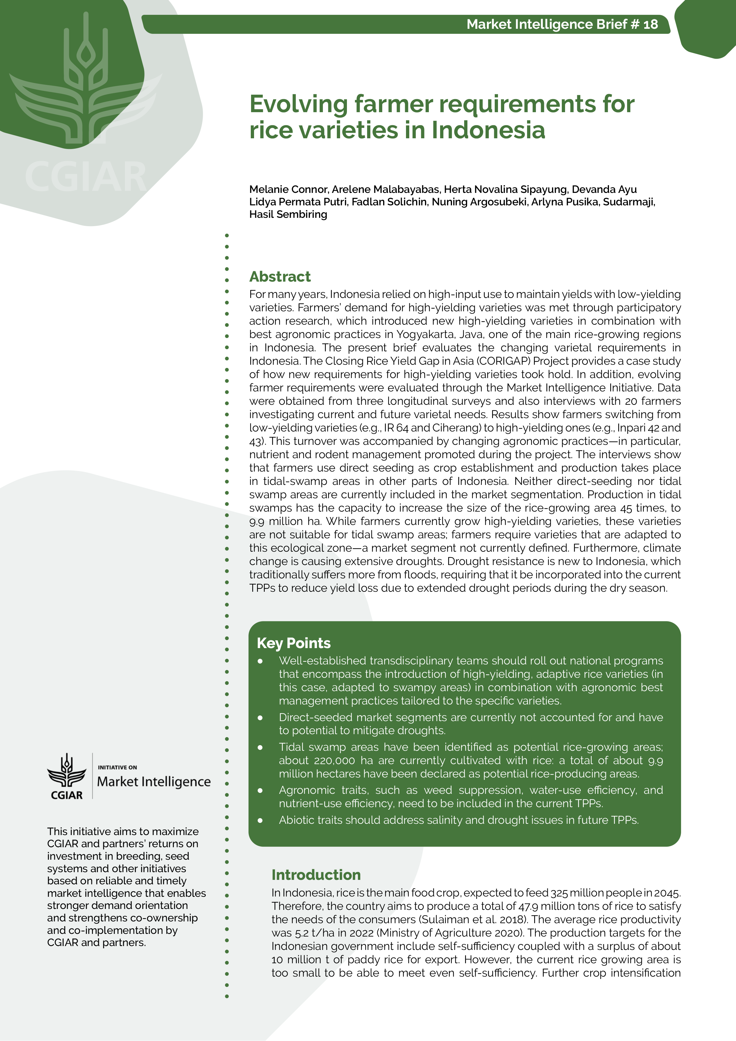 Evolving farmer requirements for rice varieties in Indonesia