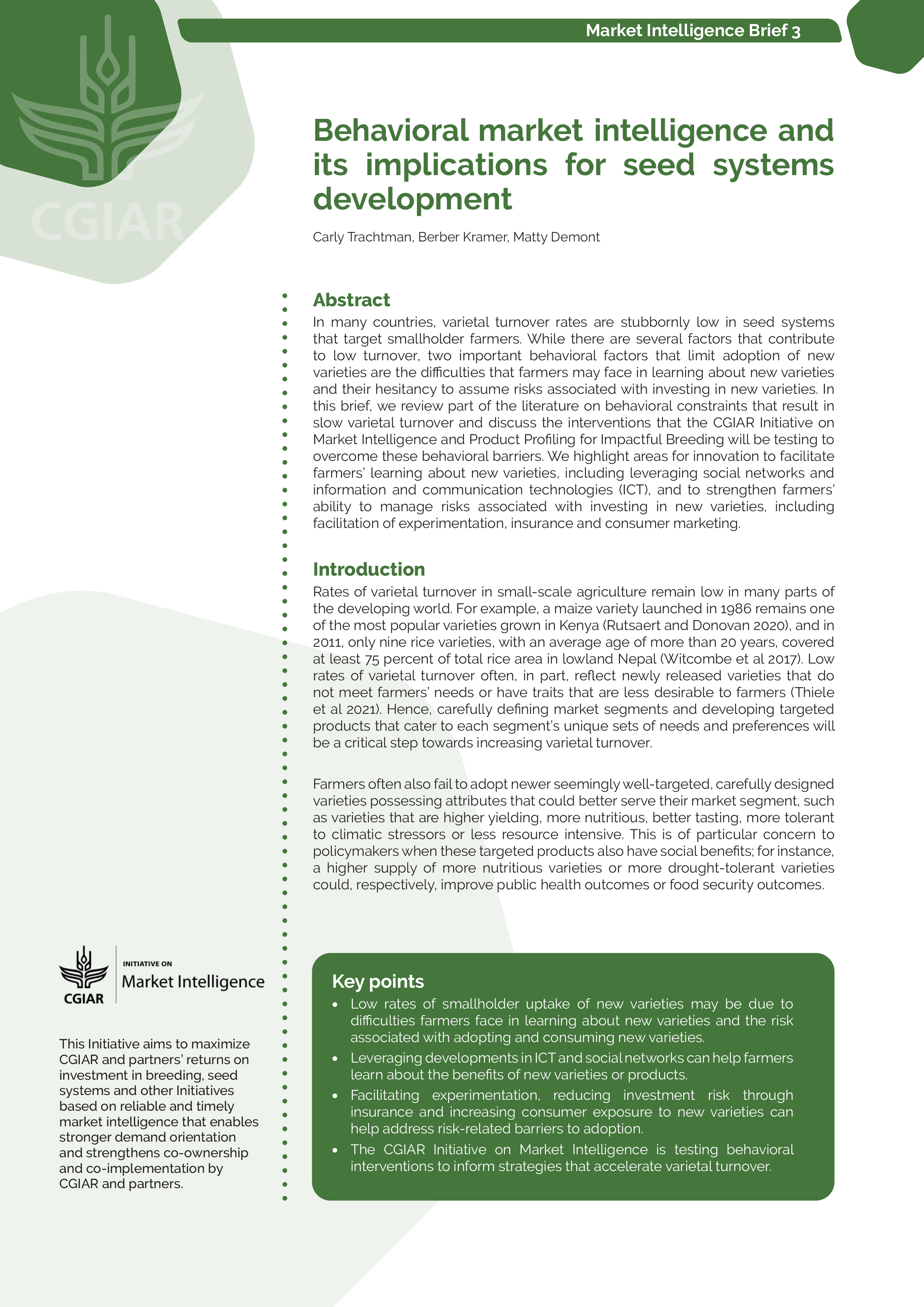Behavioral market intelligence and its implications for seed systems development