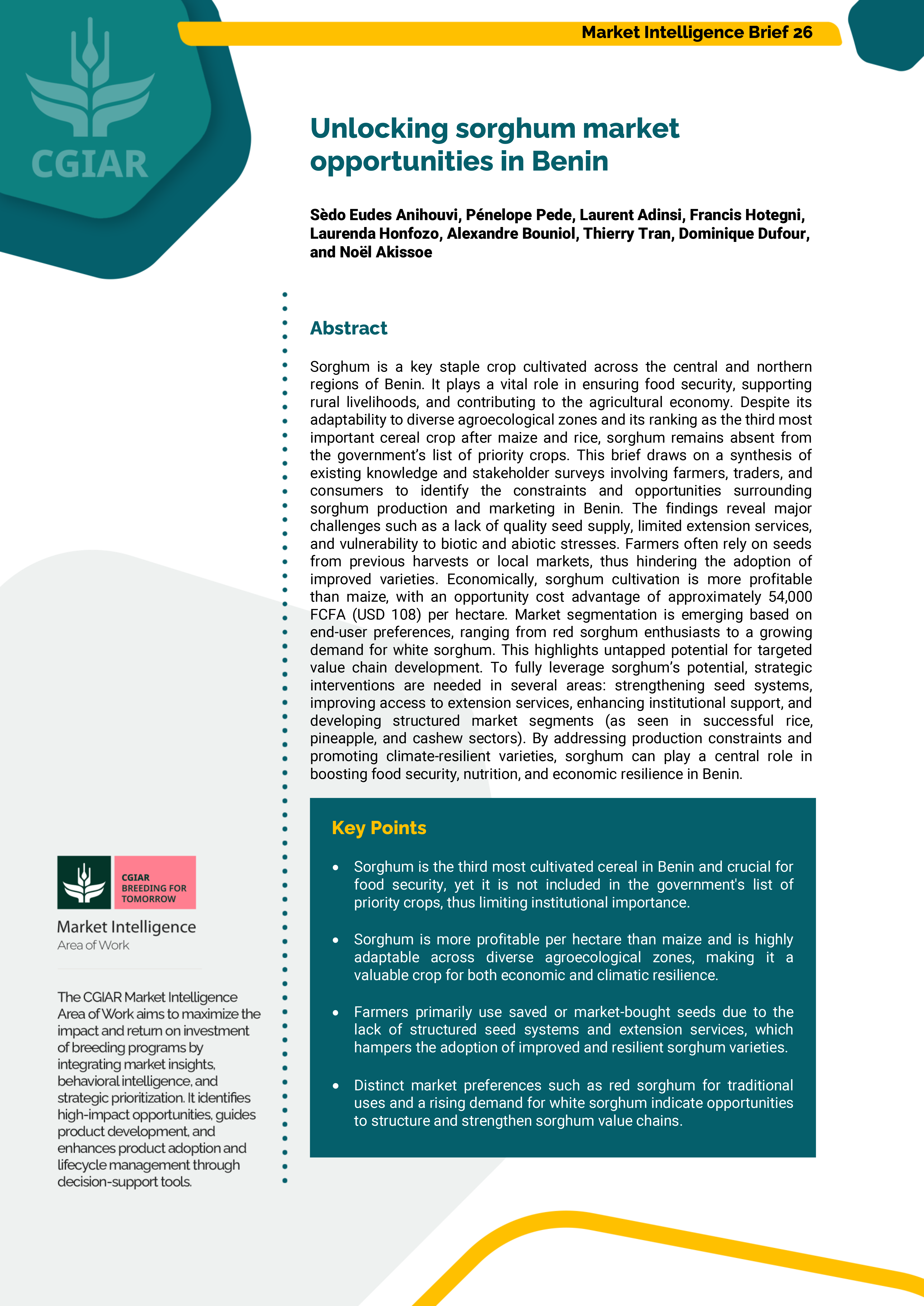 Unlocking sorghum market opportunities in Benin
