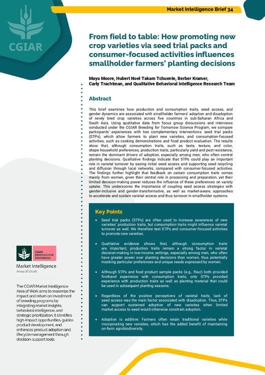 From field to table: How promoting new crop varieties via seed trial packs and consumer-focused activities influences smallholder farmers’ planting decisions